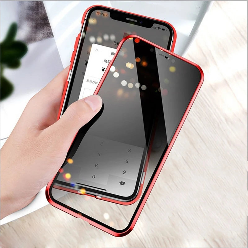 Case para iPhone Magnética Privacidade Ultra slim com Proteção vidro Frontal Temperado capinha