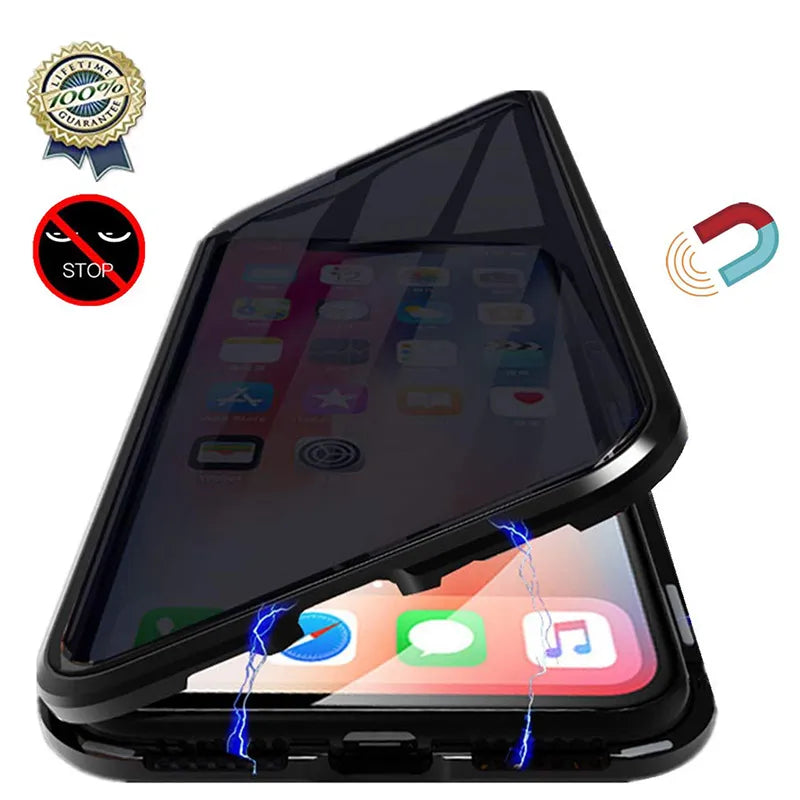 Case para iPhone Magnética Privacidade Ultra slim com Proteção vidro Frontal Temperado capinha