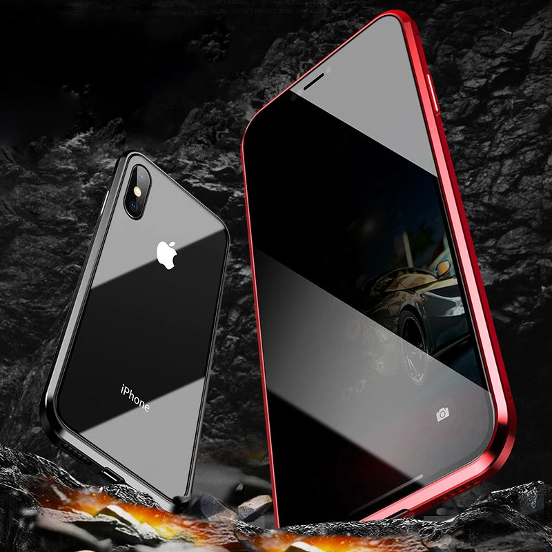 Case para iPhone Magnética Privacidade Ultra slim com Proteção vidro Frontal Temperado capinha