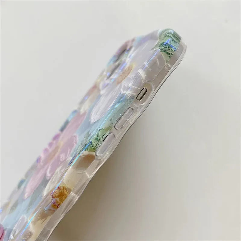 Case Macio Para iPhone ultra slim Pintura a óleo flor Capinha